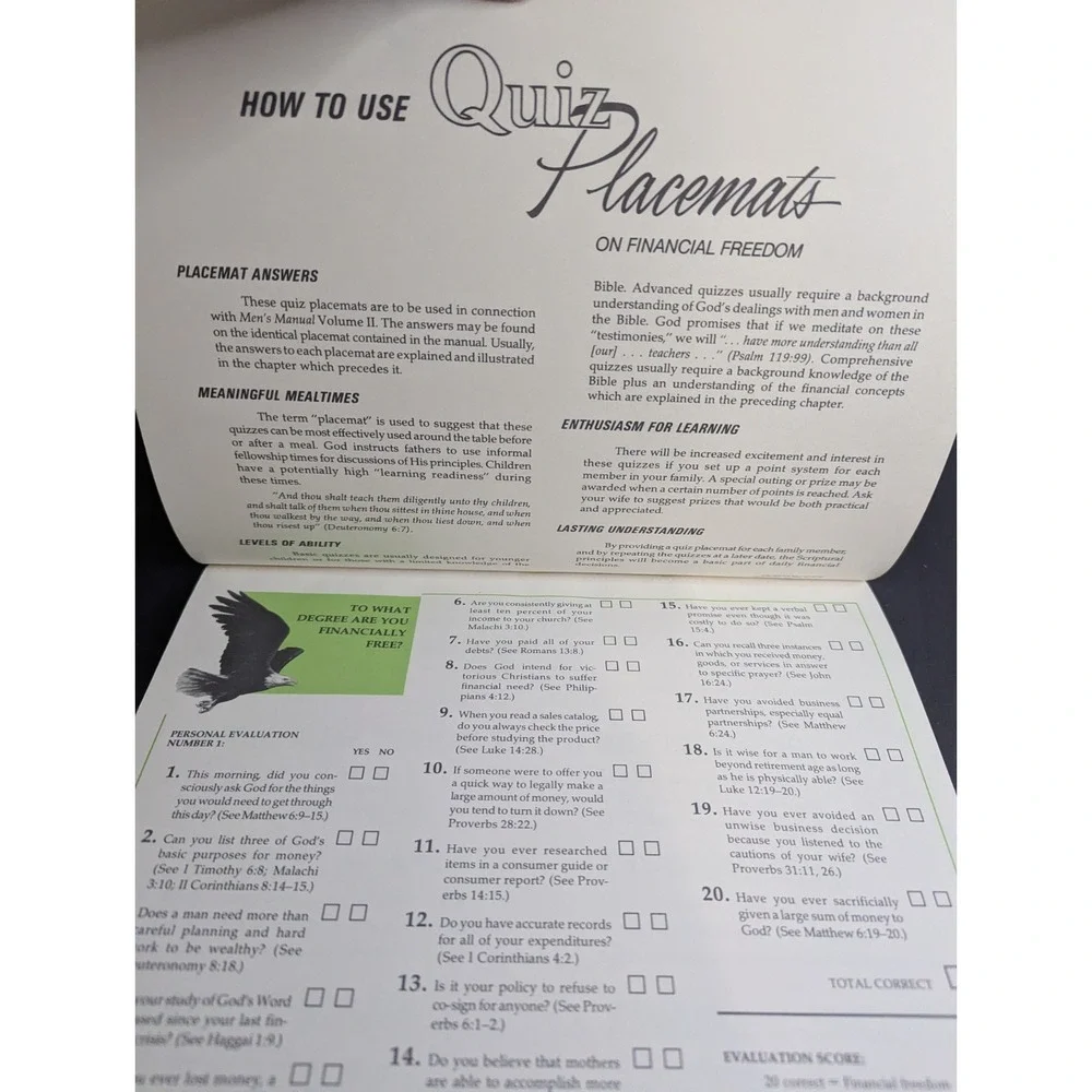 Quiz placemats vol 1 & 2 Financial freedom True‎ Wisdom institute youth books